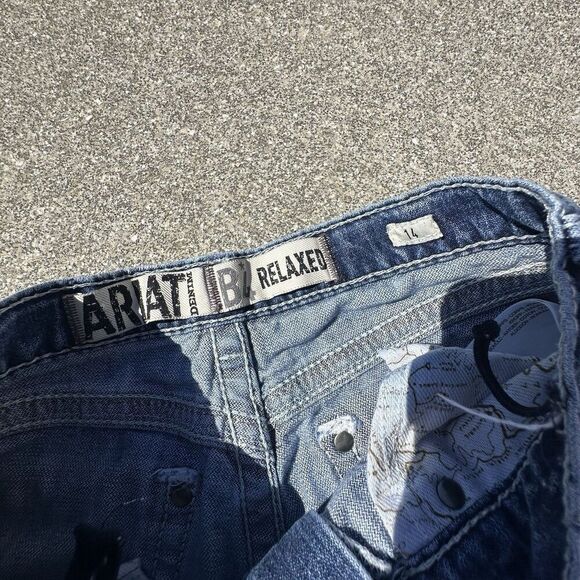 Ariat B4 Relaxed Jeans Womens 14 Straight Leg Blue Denim Distressed Western - Picture 6 of 9